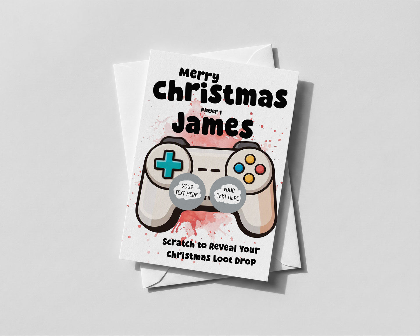 Personalised Christmas Gamer Scratch Card Loot Drop For him Kids Teens Surprise