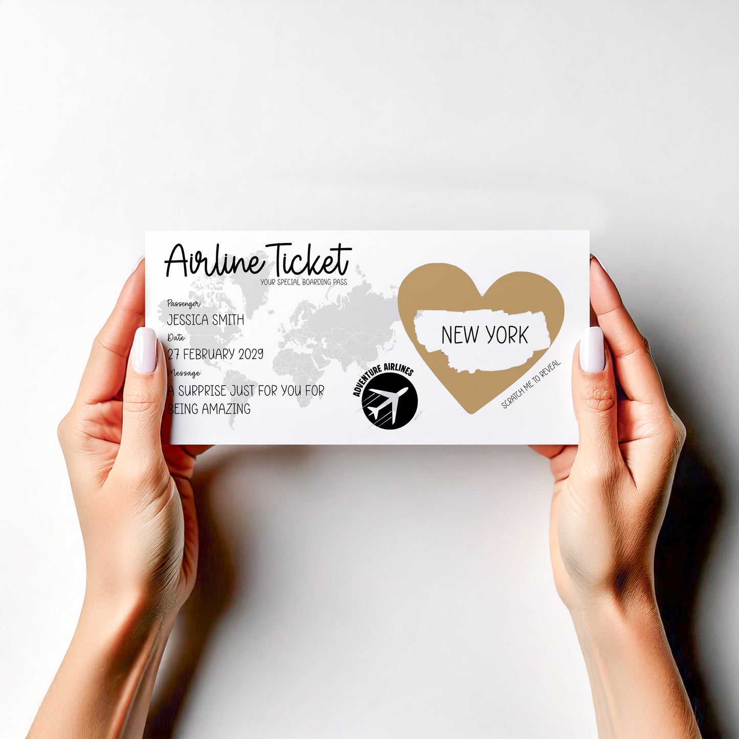 Personalised Surprise Trip Reveal Card Scratch Off Boarding Pass | Travel Gift Reveal