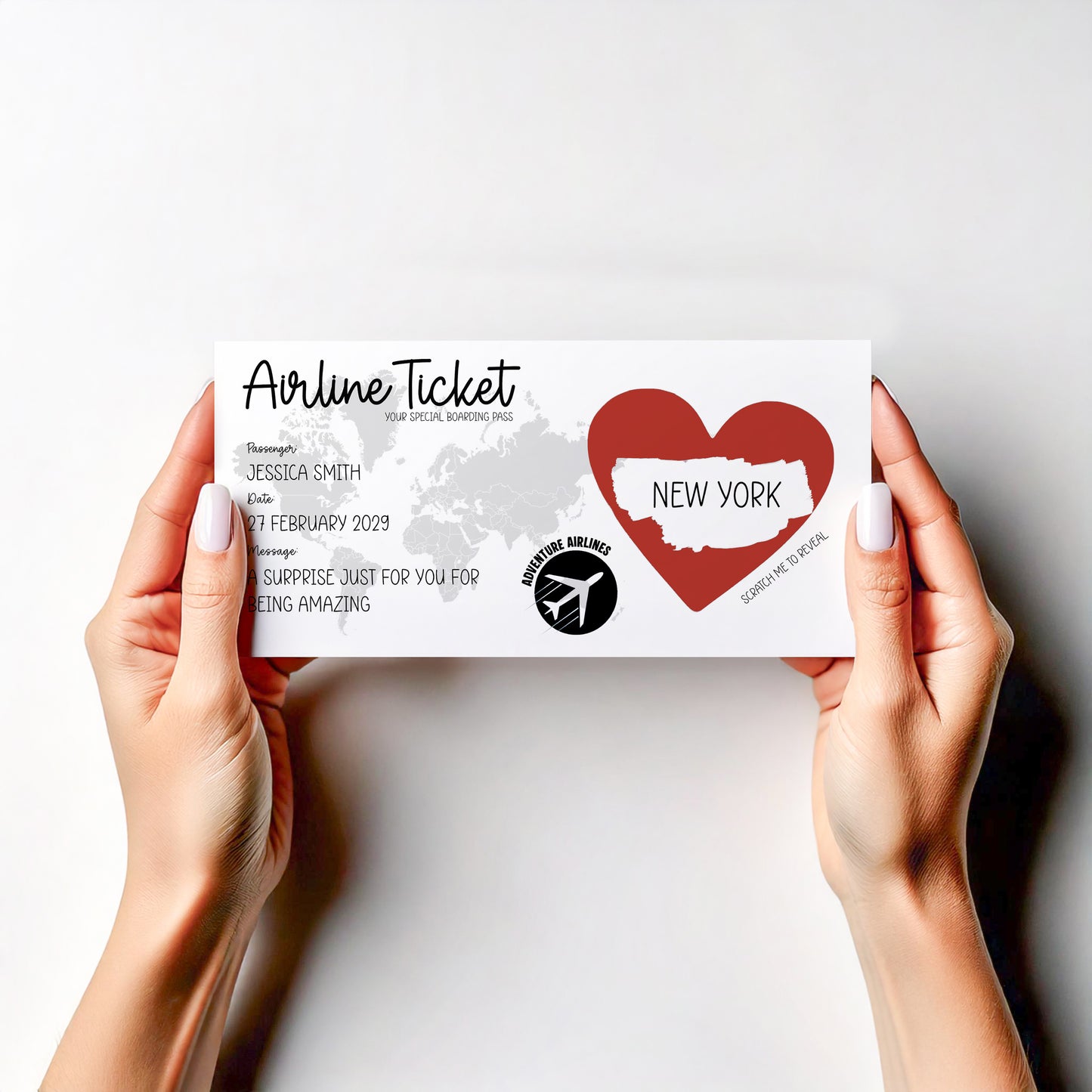 Personalised Surprise Trip Reveal Card Scratch Off Boarding Pass | Travel Gift Reveal