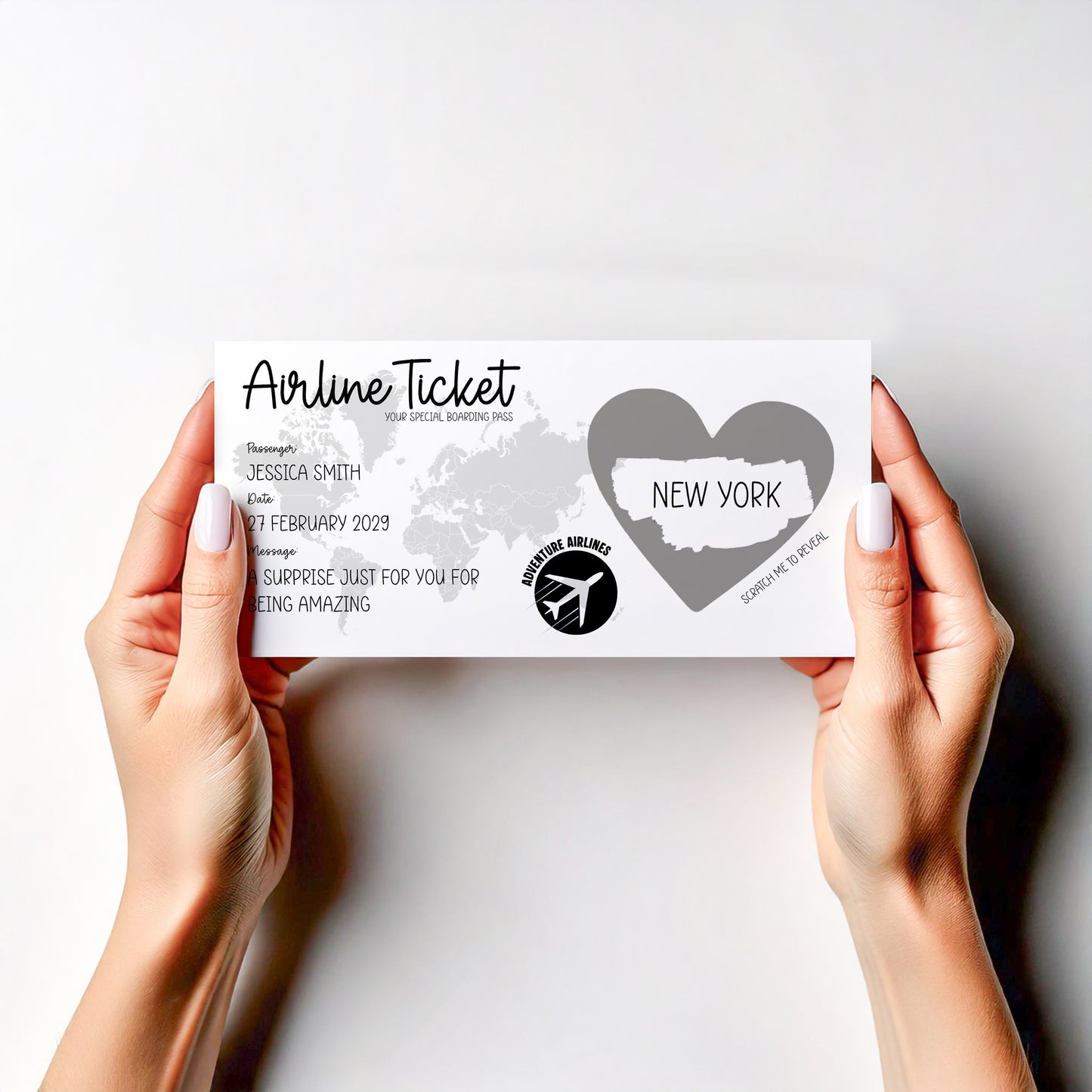 Personalised Surprise Trip Reveal Card Scratch Off Boarding Pass | Travel Gift Reveal