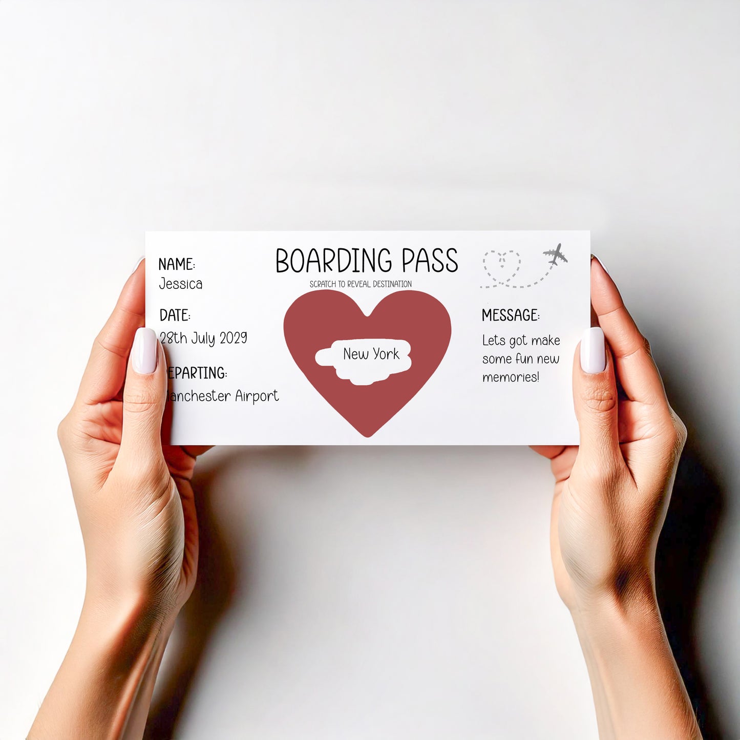 Personalised Scratch‑Off Boarding Pass | Surprise Trip Reveal Card | Holiday Announcement