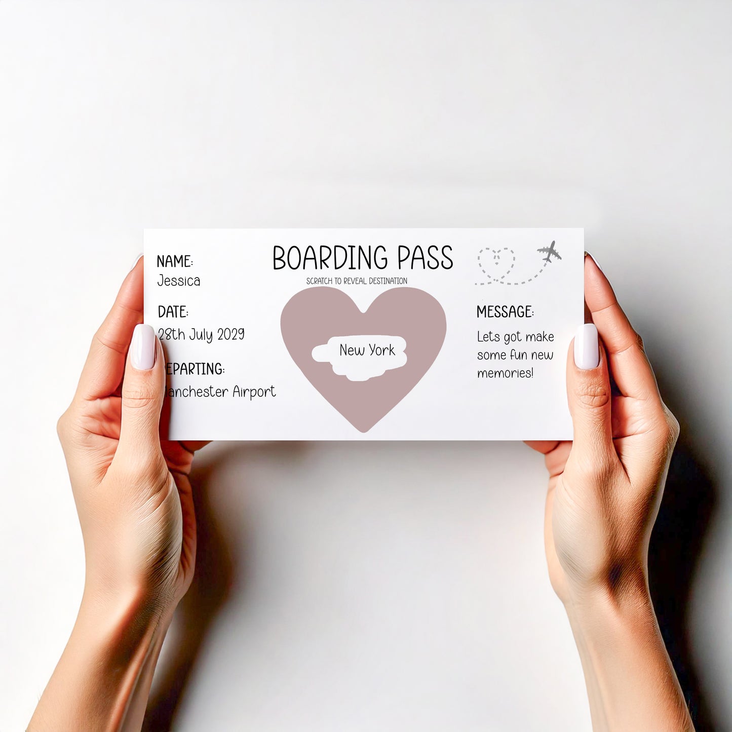 Personalised Scratch‑Off Boarding Pass | Surprise Trip Reveal Card | Holiday Announcement