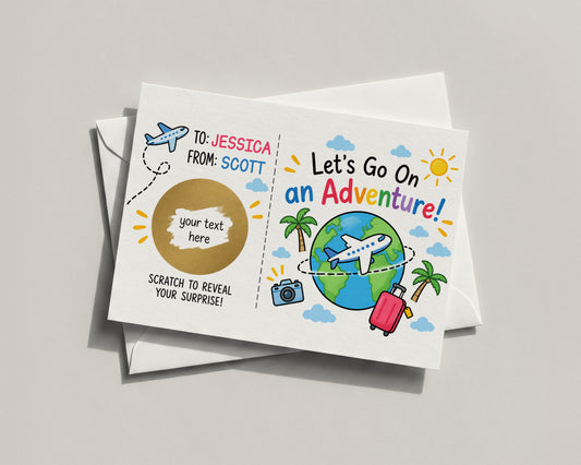 Kids Holiday Reveal Scratch Off Card Personalised Surprise Trip Boarding Pass Gift