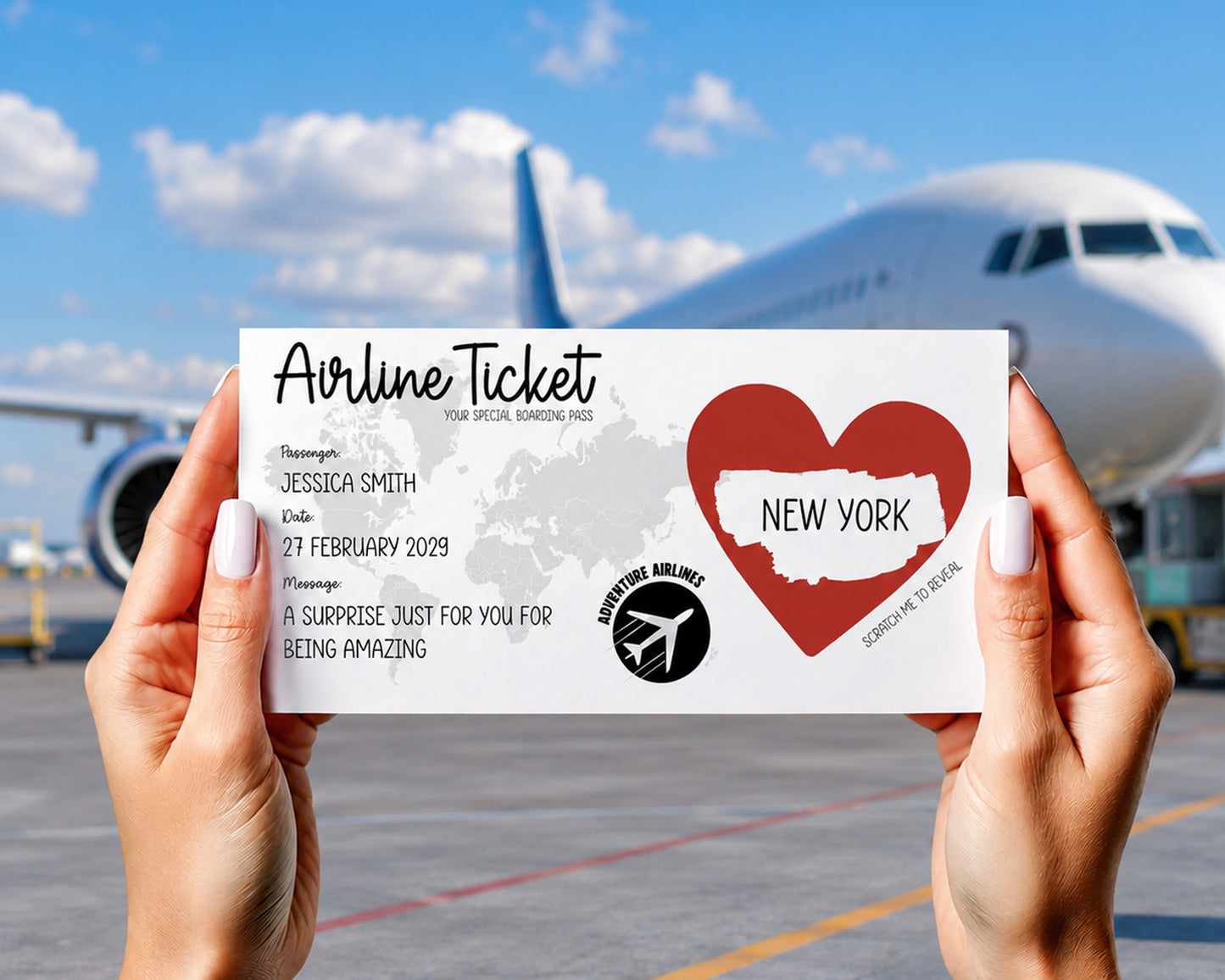 Personalised Surprise Trip Reveal Card Scratch Off Boarding Pass | Travel Gift Reveal