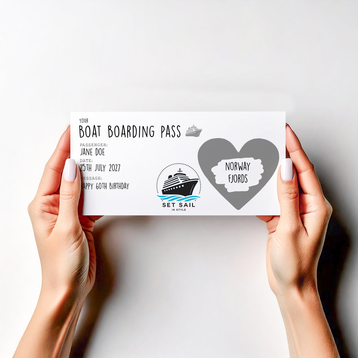 Scratch‑Off Boarding Pass Reveal • Personalised Cruise or Fjords Adventure