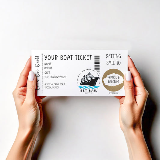 Personalised Cruise Reveal Card – Scratch Off Boarding Pass, Surprise Holiday Announcement