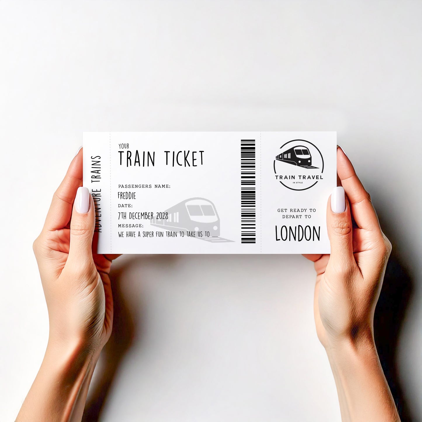 Personalised Train Ticket Reveal Surprise Journey Gift Custom Travel