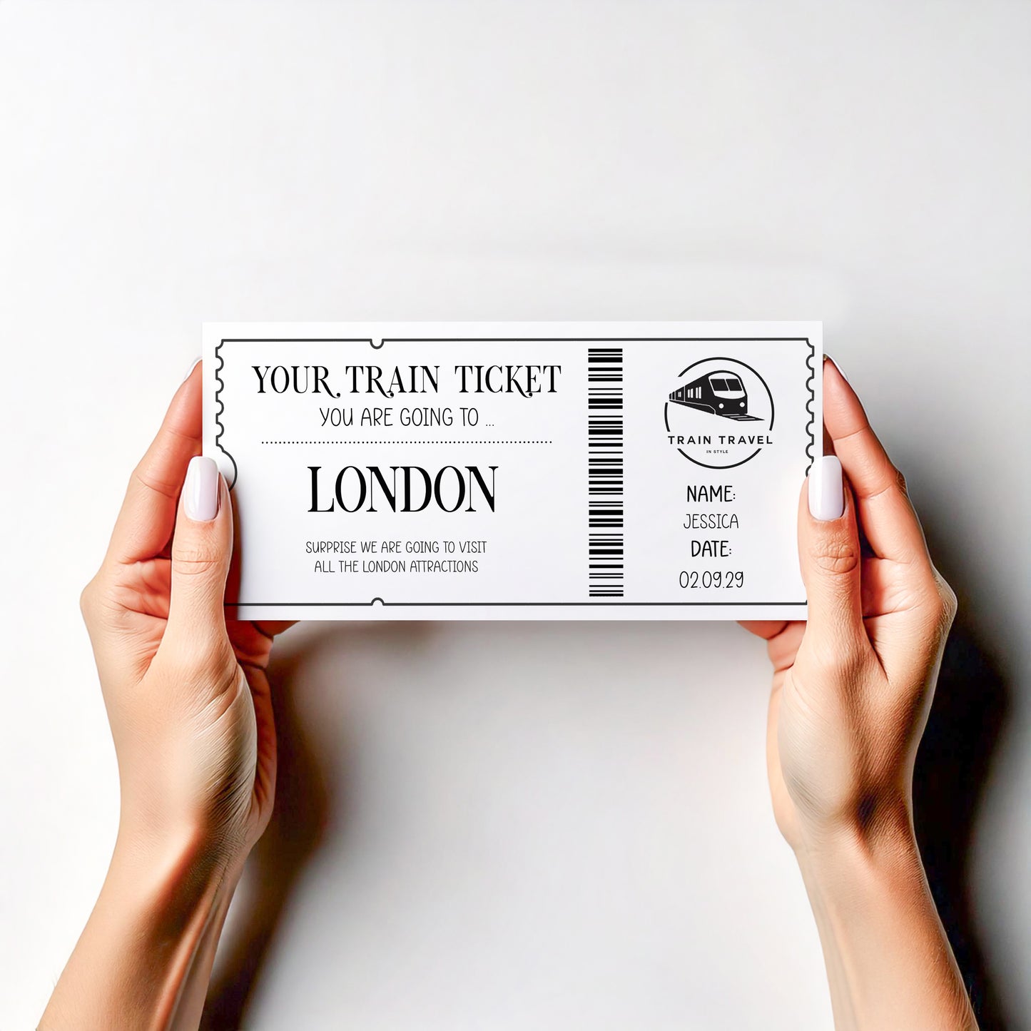 Personalised Train Ticket Reveal • Surprise Journey Gift, Custom Travel Announcement