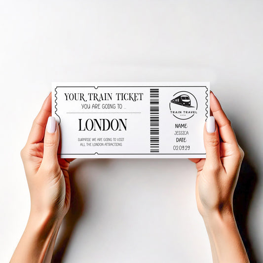 Personalised Train Ticket Reveal • Surprise Journey Gift, Custom Travel Announcement