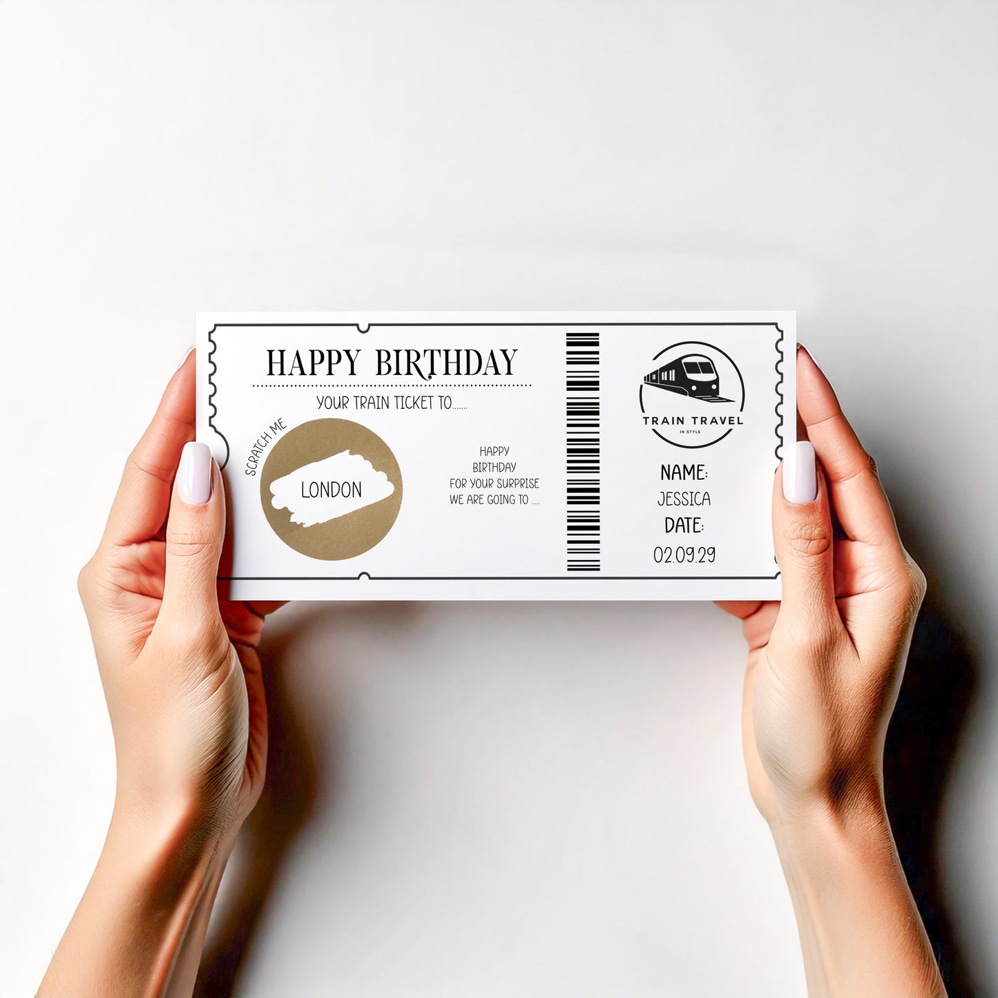 Personalised Train Ticket Birthday Card • Surprise Trip Reveal • Scratch Off Travel Gift