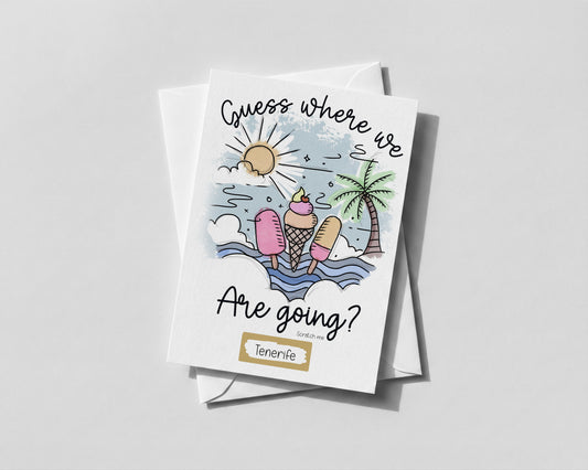 Personalised Holiday Reveal Card – Surprise Trip Announcement, Scratch‑Off Gift Reveal