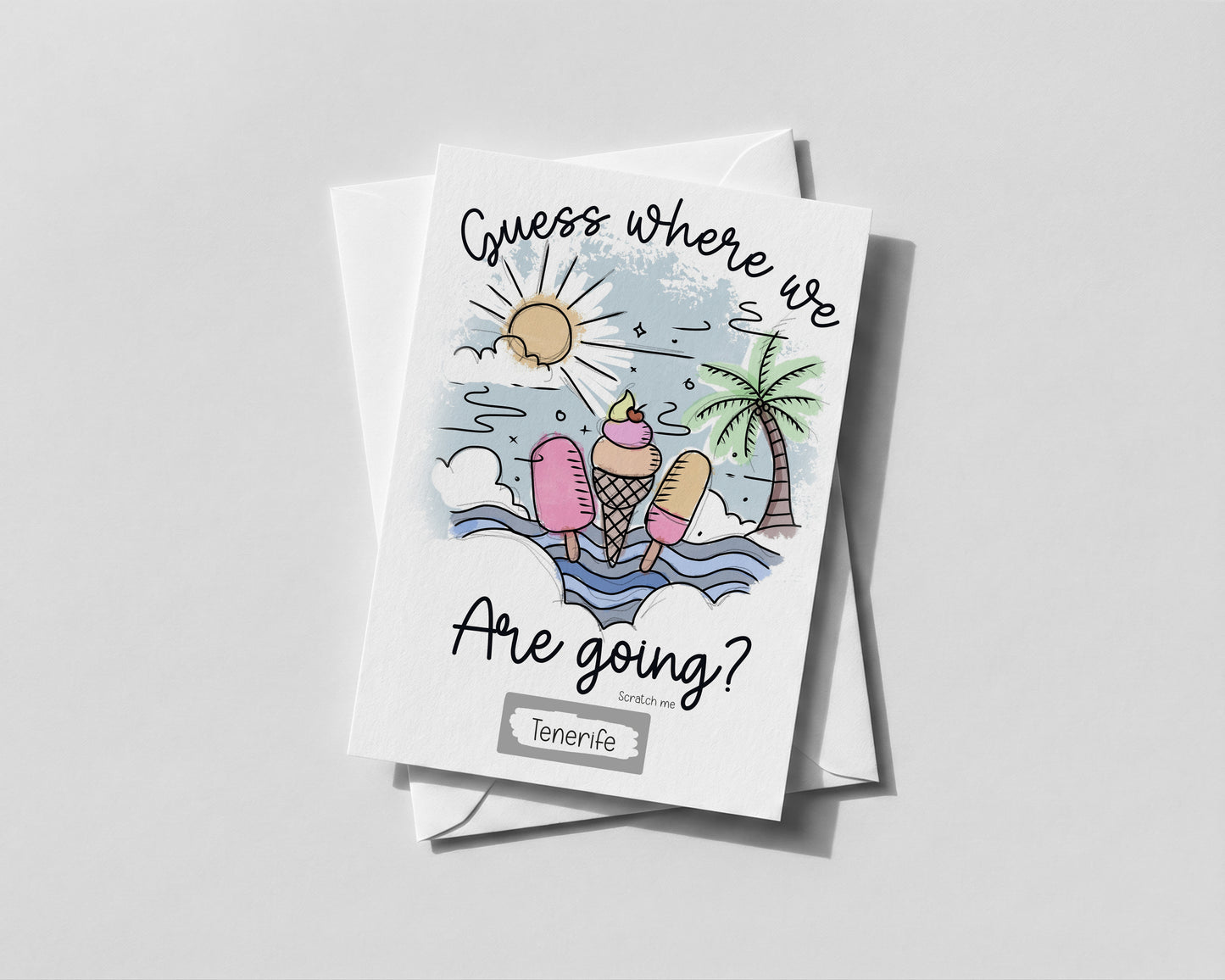 Personalised Holiday Reveal Card – Surprise Trip Announcement, Scratch‑Off Gift Reveal