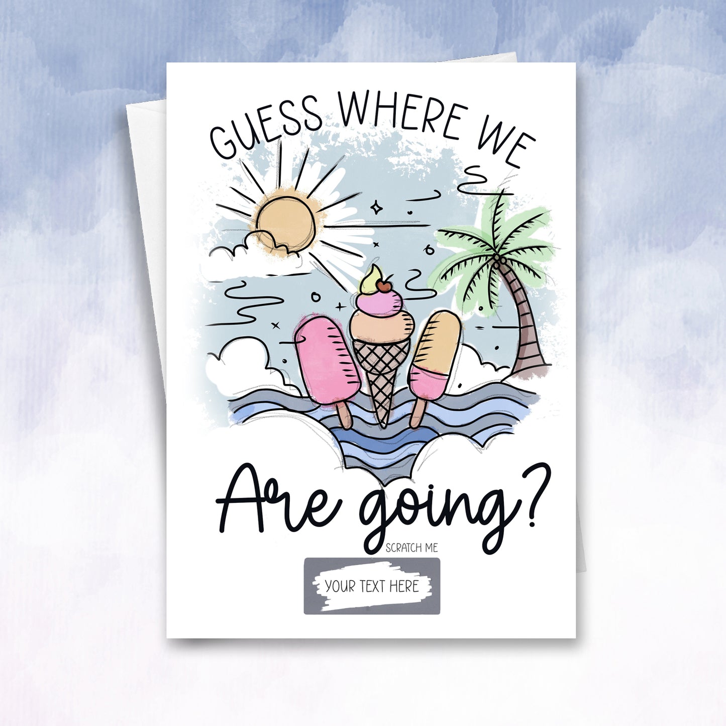 Personalised Holiday Reveal Card – Surprise Trip Announcement, Scratch‑Off Gift Reveal
