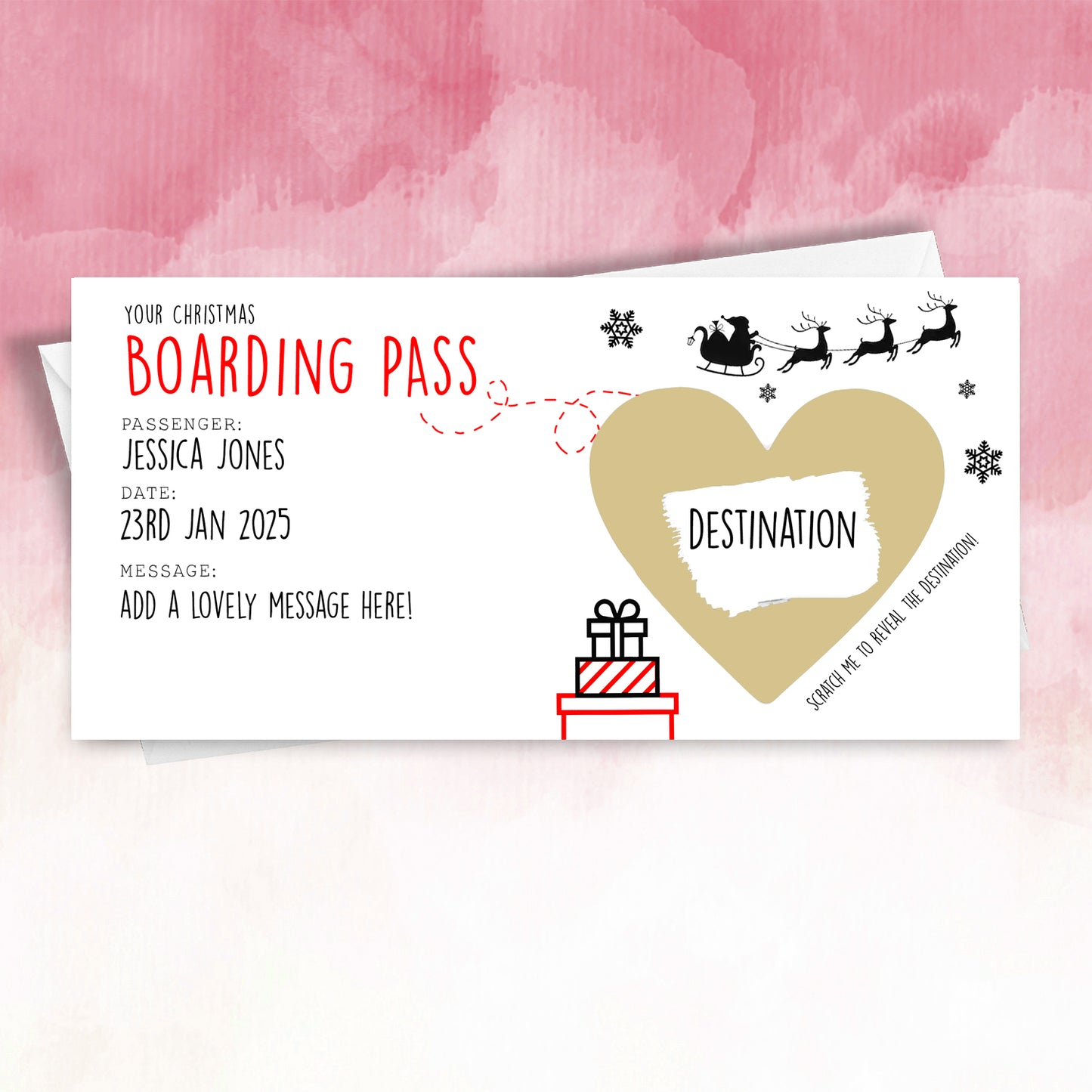 Personalised Christmas Boarding Pass Surprise scratch off