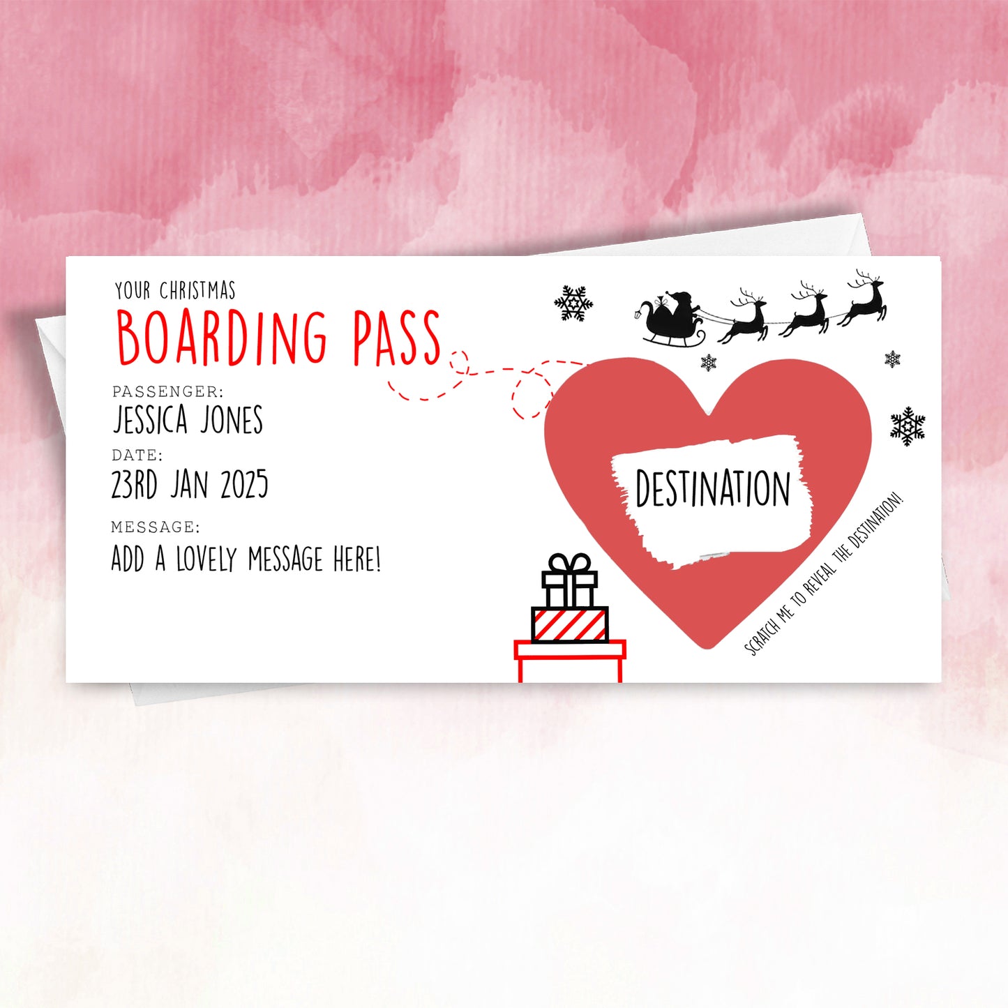 Personalised Christmas Boarding Pass Surprise scratch off