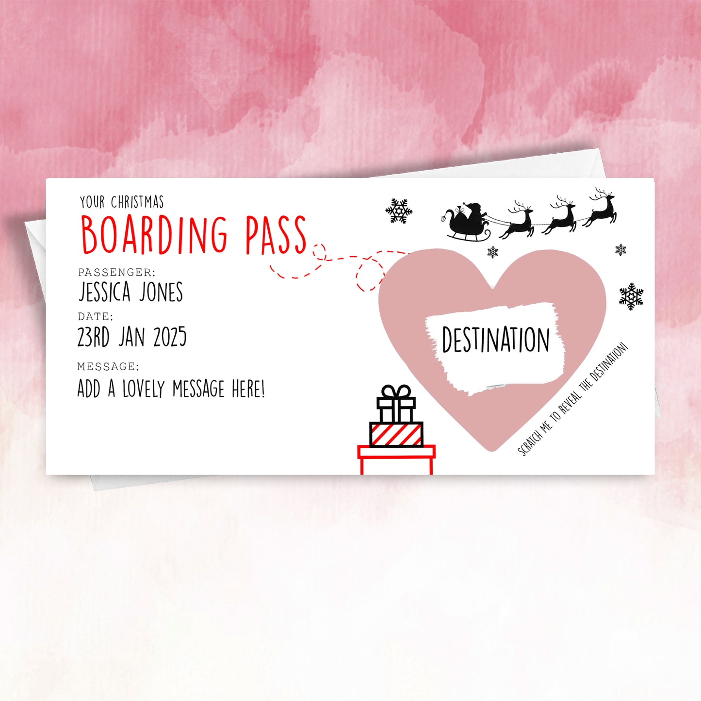 Personalised Christmas Boarding Pass Surprise scratch off