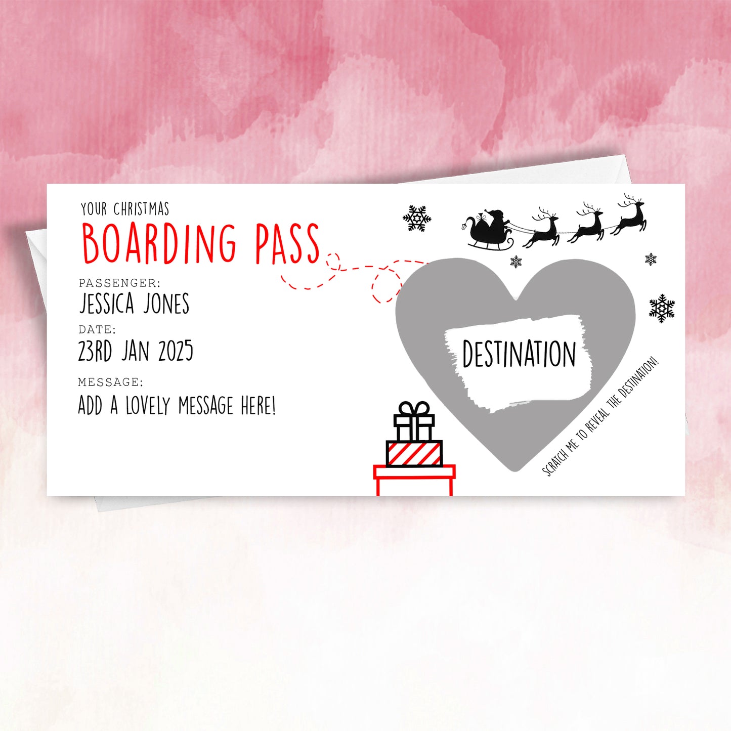 Personalised Christmas Boarding Pass Surprise scratch off