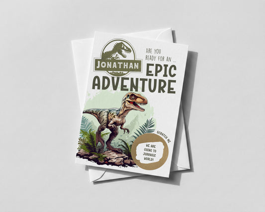 Jurassic Themed Park Scratch-Off Ticket – Dinosaur Adventure Surprise Gif
