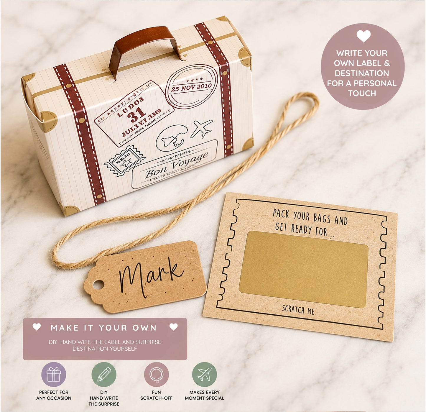 DIY Holiday Reveal Scratch Card Surprise Trip Travel Gift Announcement