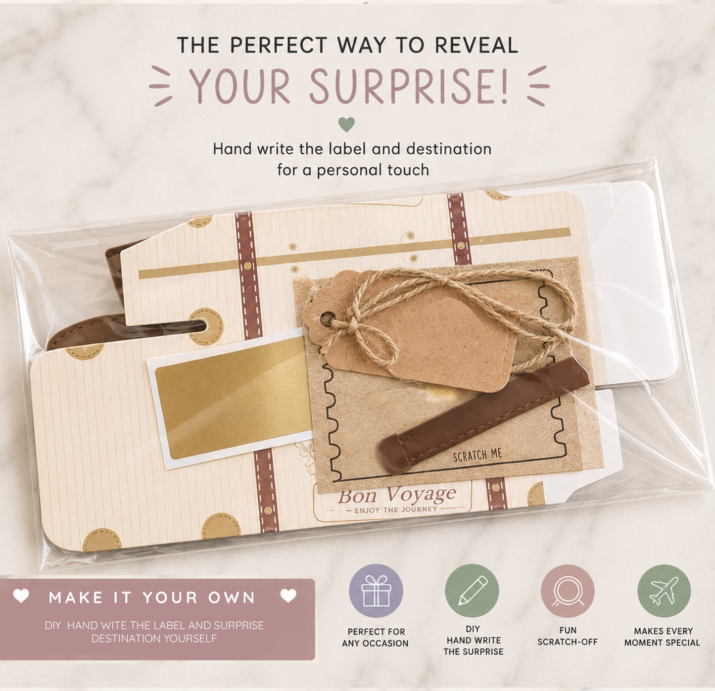 DIY Holiday Reveal Scratch Card Surprise Trip Travel Gift Announcement