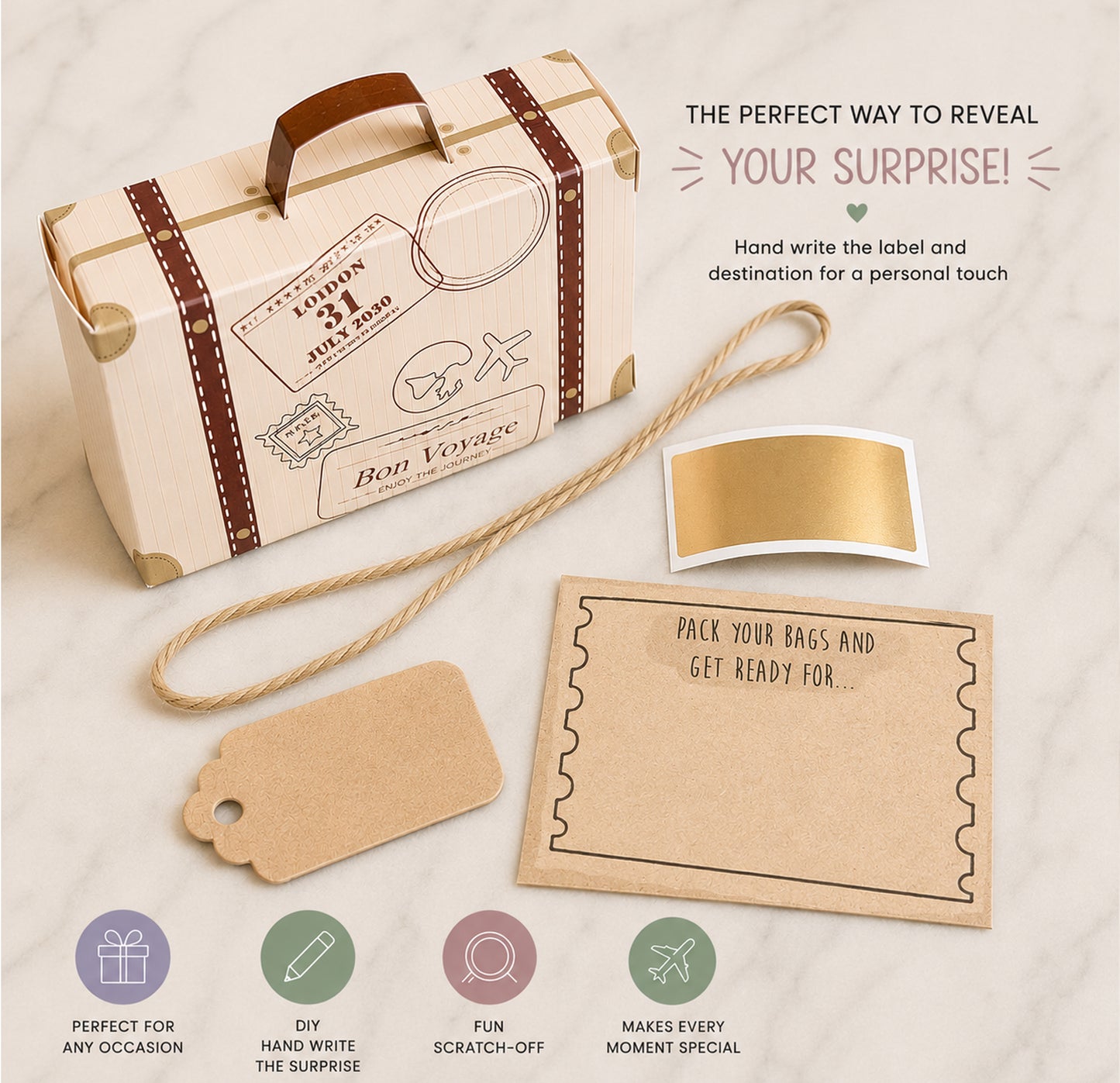 DIY Holiday Reveal Scratch Card Surprise Trip Travel Gift Announcement