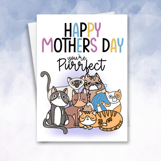 Mothers Day Card from the cat- Best kitty Mum Mother's Card