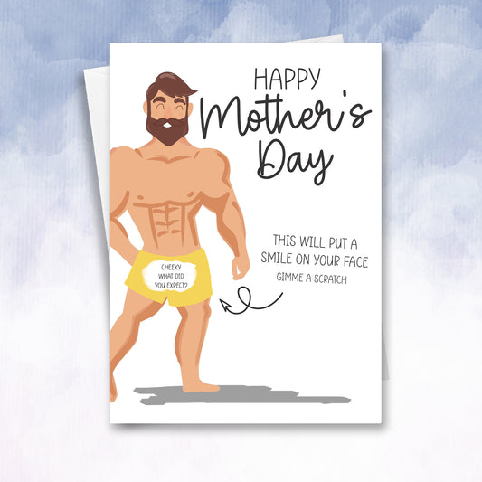 Mother's day Funny Scratch off Mans pants Card