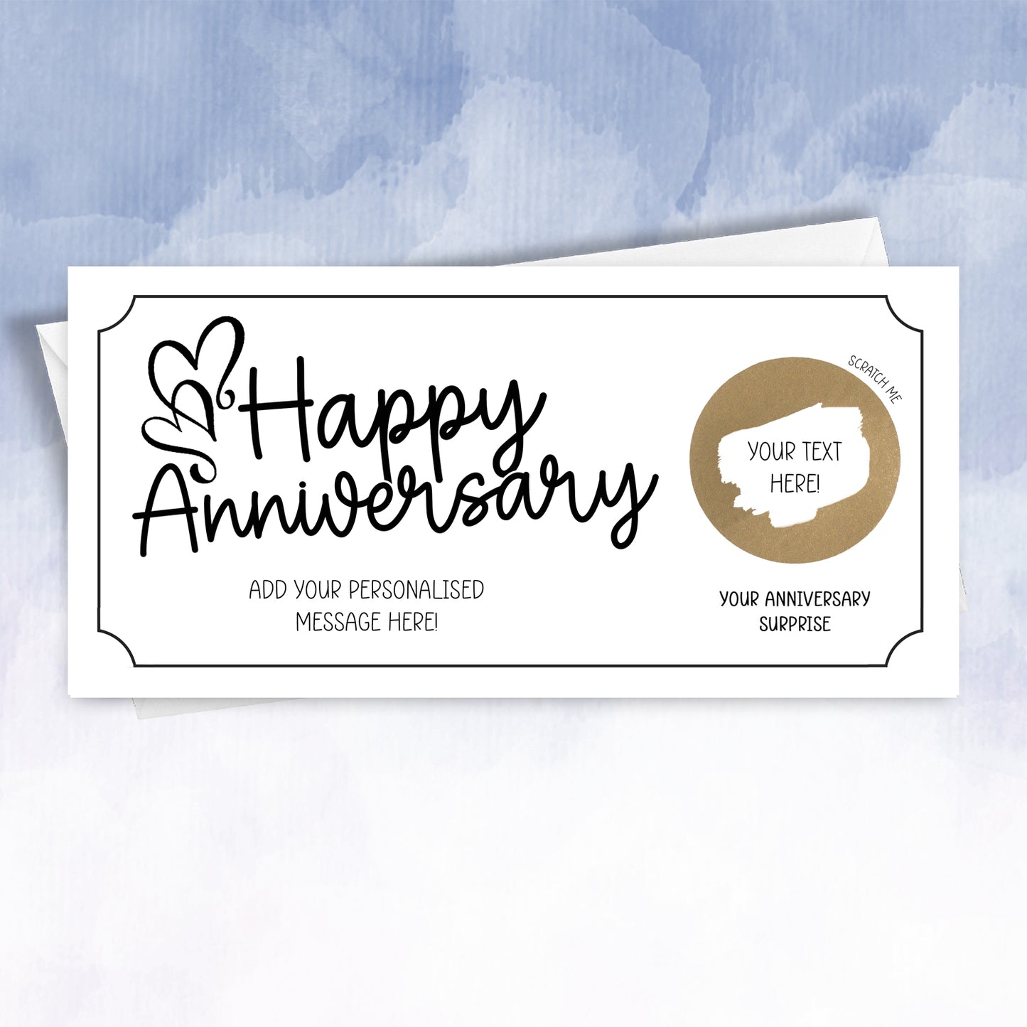 Personalised Anniversary Scratch Card – Surprise Reveal Gift, Romantic Trip or Experience Reveal