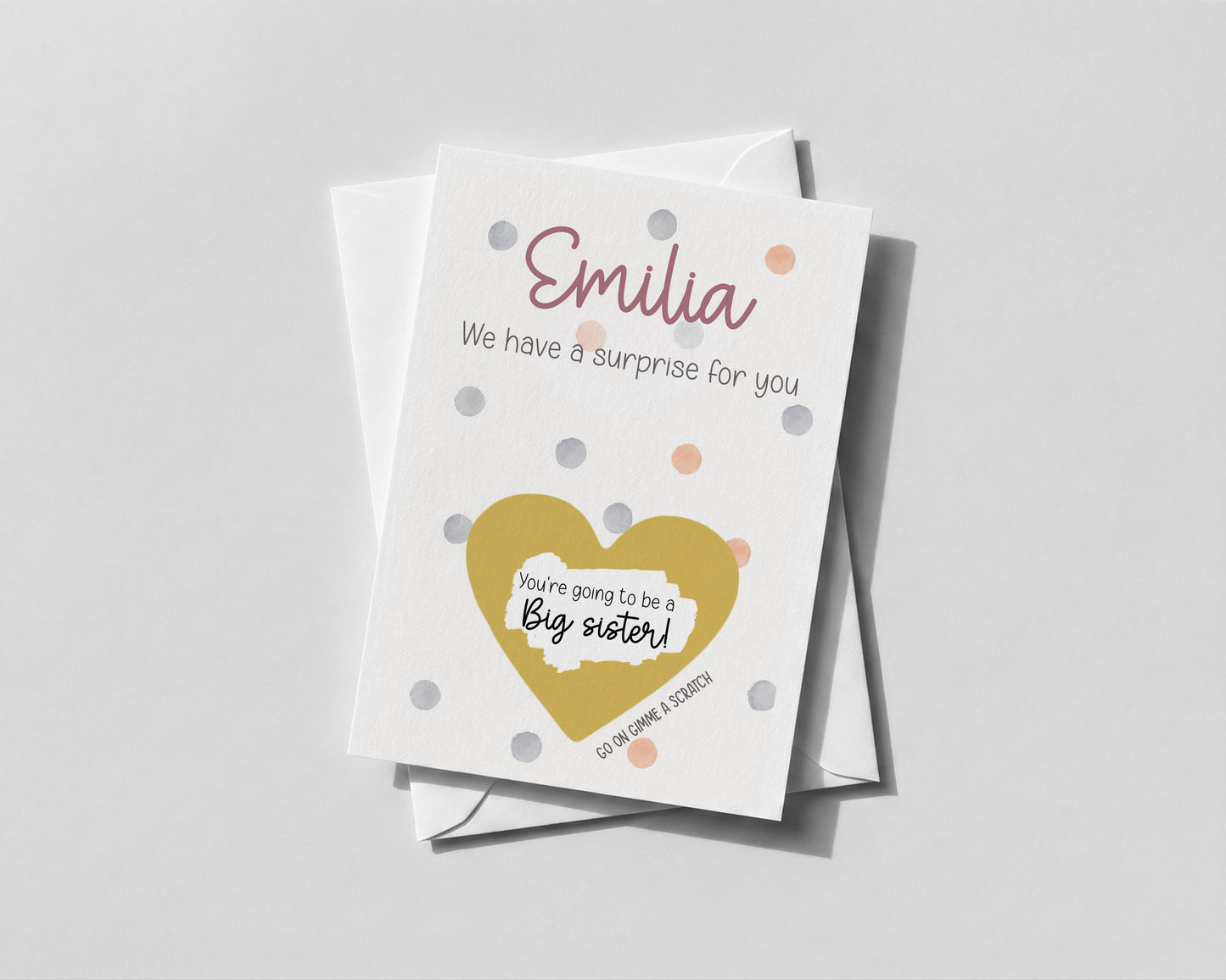 Personalised Big Sister Scratch Card – Pregnancy Reveal Announcement for Children