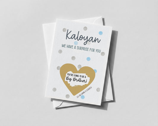 Personalised Big Brother Scratch-Off Card – Pregnancy Reveal for Son – You’re Going to Be a Bro