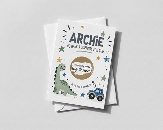 Personalised Big Brother Pregnancy Announcement Scratch Off Card New Baby Reveal Boy