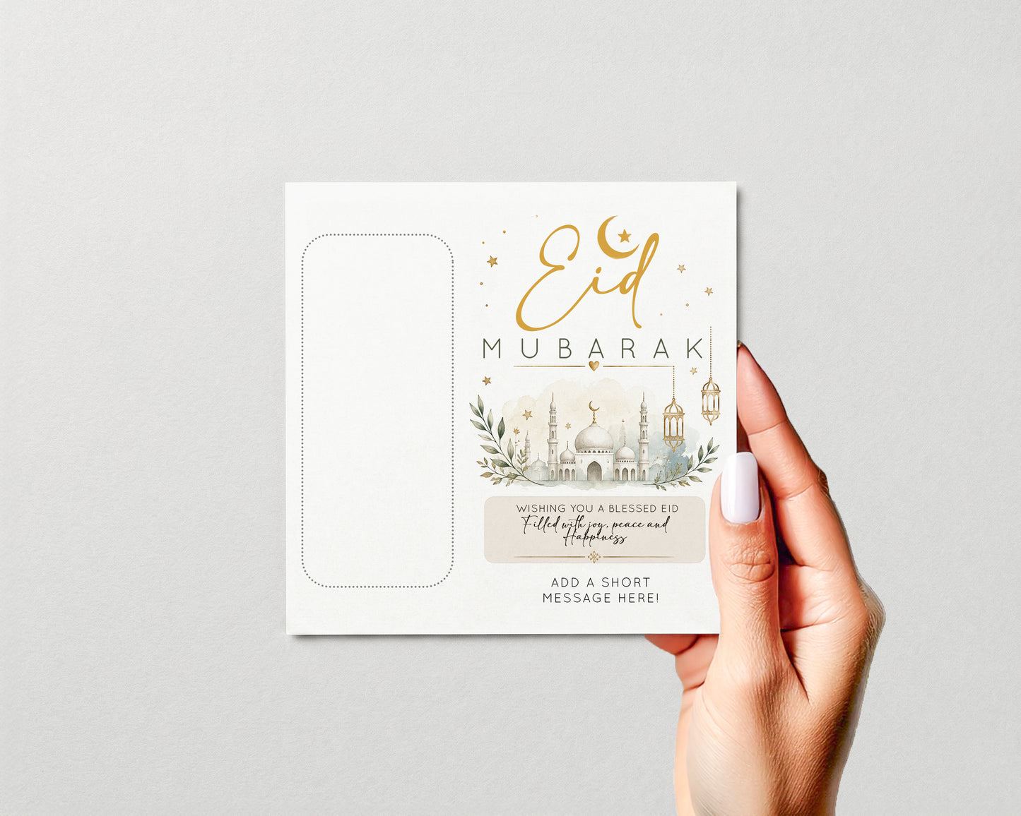 Personalised Eid Mubarak Money Holder Card, Eid Gift, Cash Gift Wallet