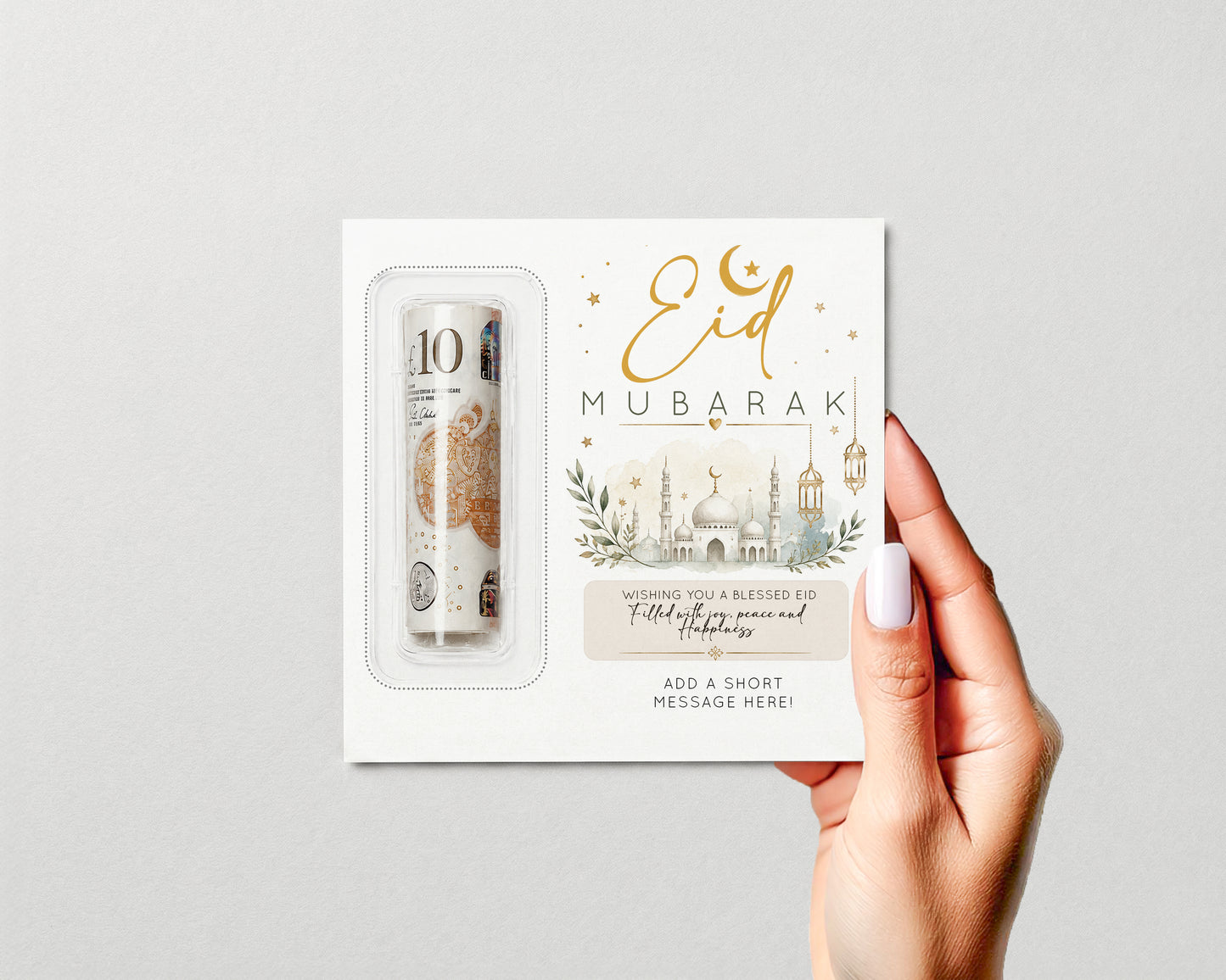 Personalised Eid Mubarak Money Holder Card, Eid Gift, Cash Gift Wallet
