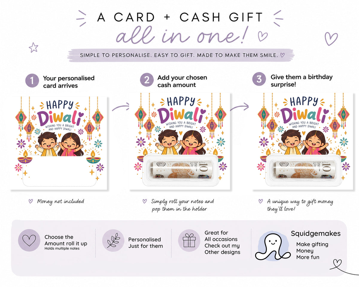 Diwali Money Holder For Kids Happy Diwali Cash Gift Festival of Lights Card
