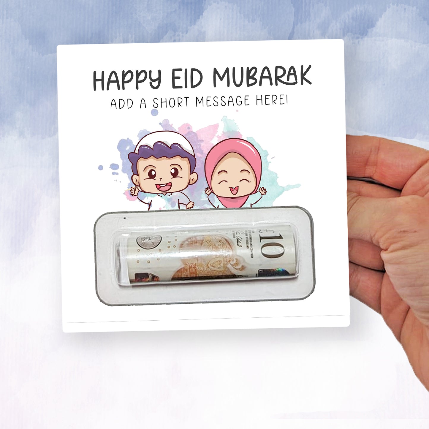 Personalised Eid Mubarak Kids Money Card Wallet – Islamic Gift • Cash Envelope • Religious Present