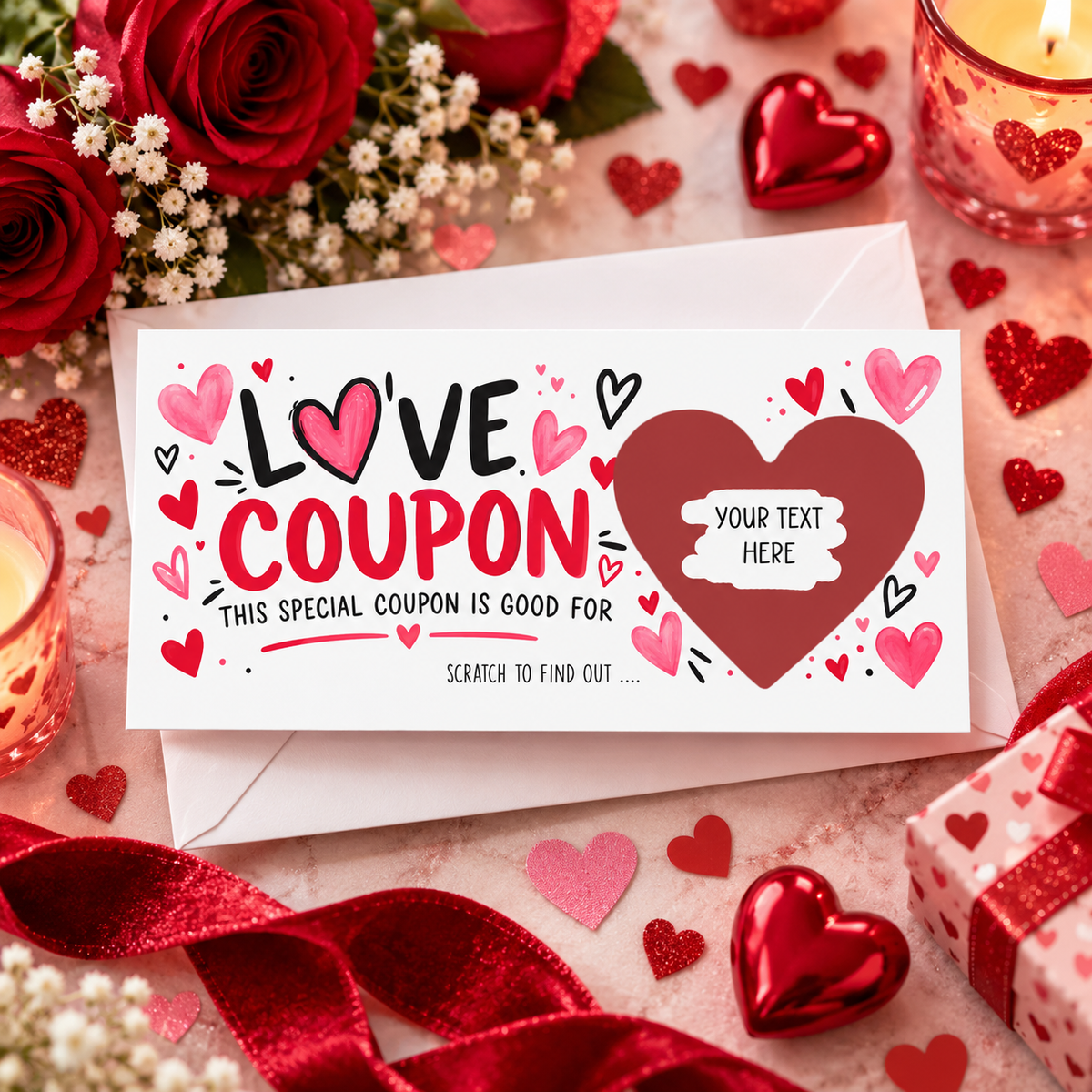 Personalised Valentines Love Coupon Scratch Off Card Romantic Gift Voucher