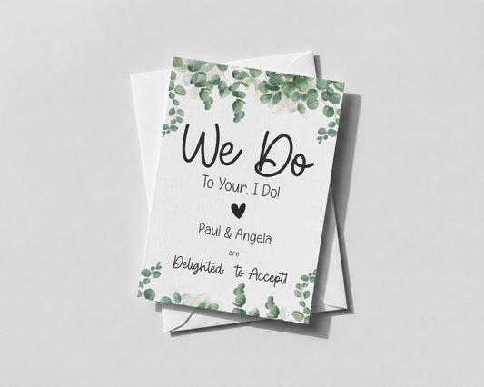 Personalised Wedding Personalised Acceptance Card, RSVP Card, Wedding Day reply