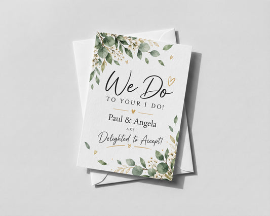 Personalised Wedding RSVP Acceptance Card We Do To Your I Do Invitation Reply