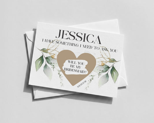 Personalised Bridesmaid Reveal Card • Floral Scratch‑Off Proposal • Maid of Honour