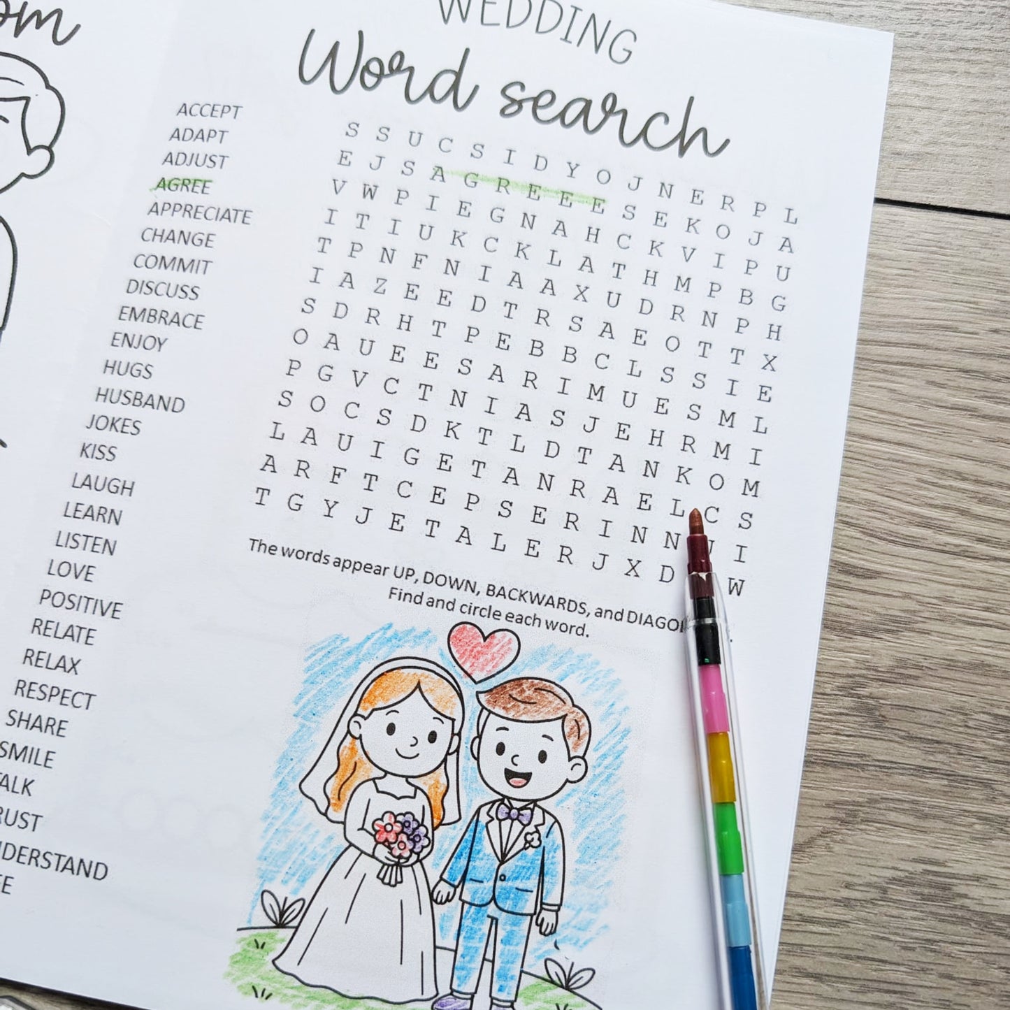 Personalised Wedding Kids Activity Book • Fun Table Favour • Guest Keepsake