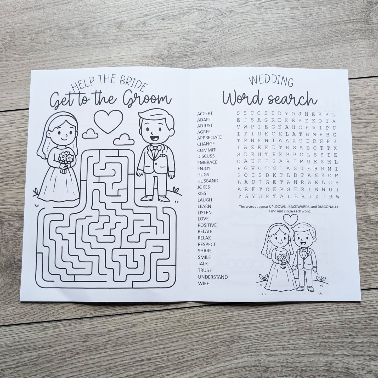 Personalised Wedding Kids Activity Book • Fun Table Favour • Guest Keepsake