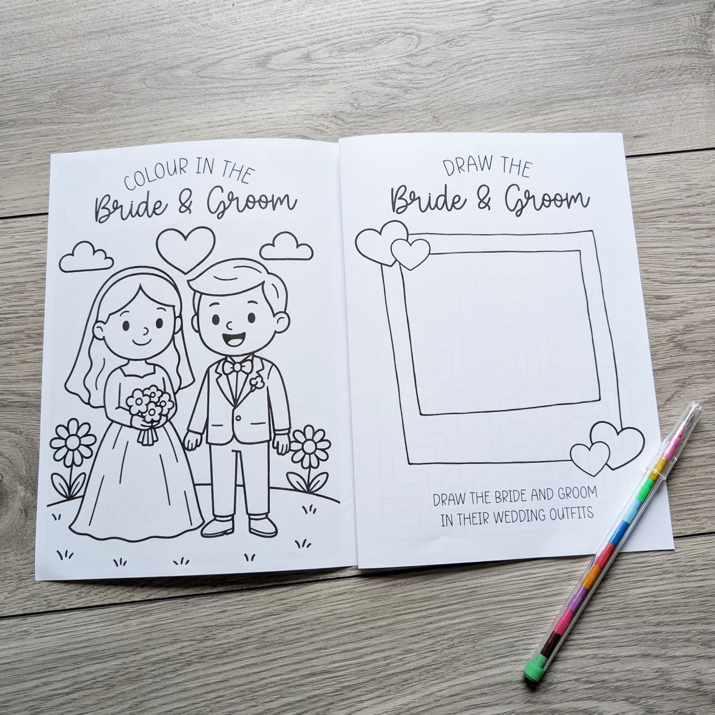 Personalised Wedding Kids Activity Book • Fun Table Favour • Guest Keepsake