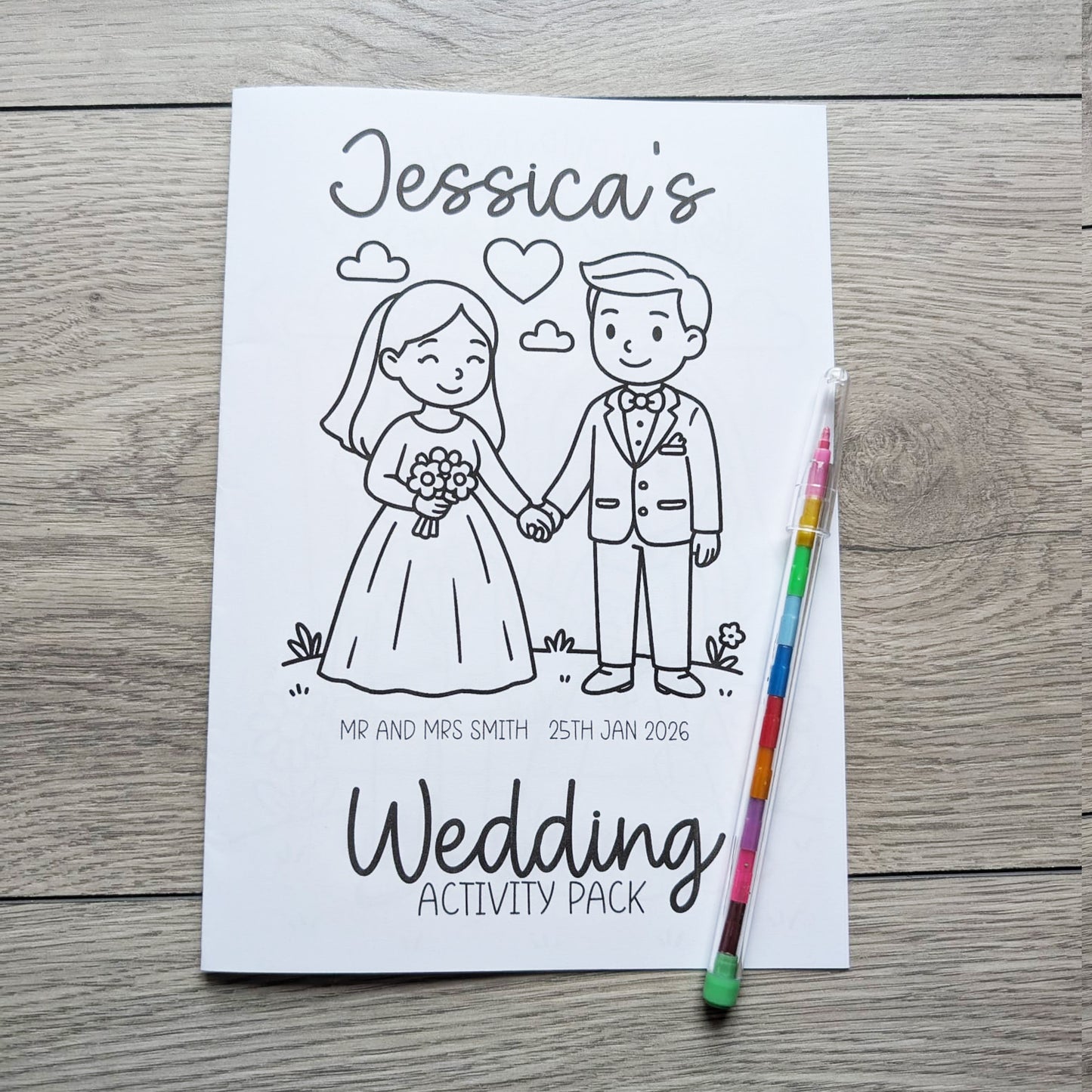 Personalised Wedding Kids Activity Book • Fun Table Favour • Guest Keepsake
