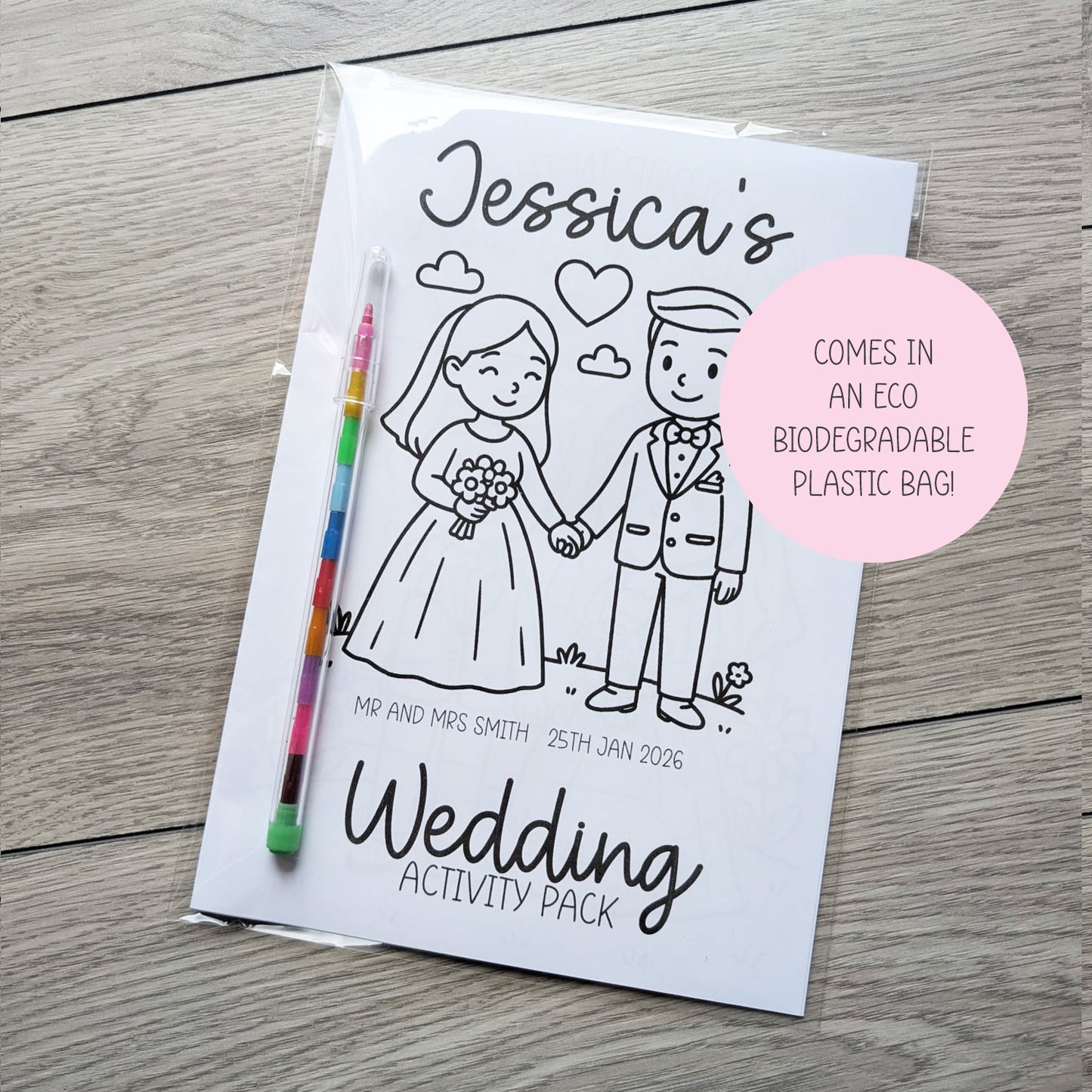Personalised Wedding Kids Activity Book • Fun Table Favour • Guest Keepsake
