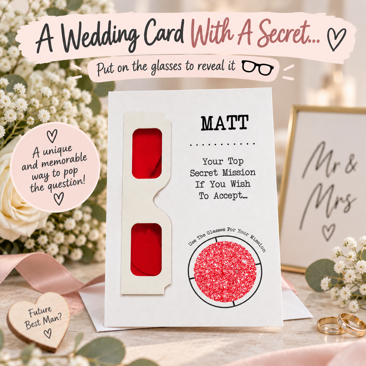 Personalised Best Man Proposal Card • Secret Message Reveal Glasses • Wedding Invite