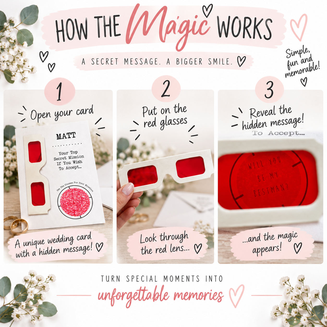 Personalised Best Man Proposal Card • Secret Message Reveal Glasses • Wedding Invite