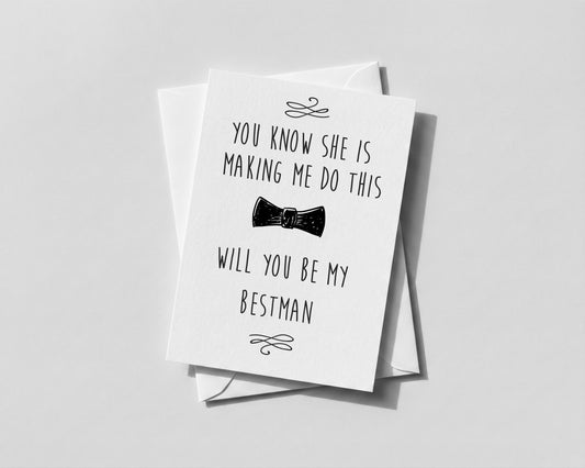 Best man or Groomsman proposal wedding card - Choose Bow tie
