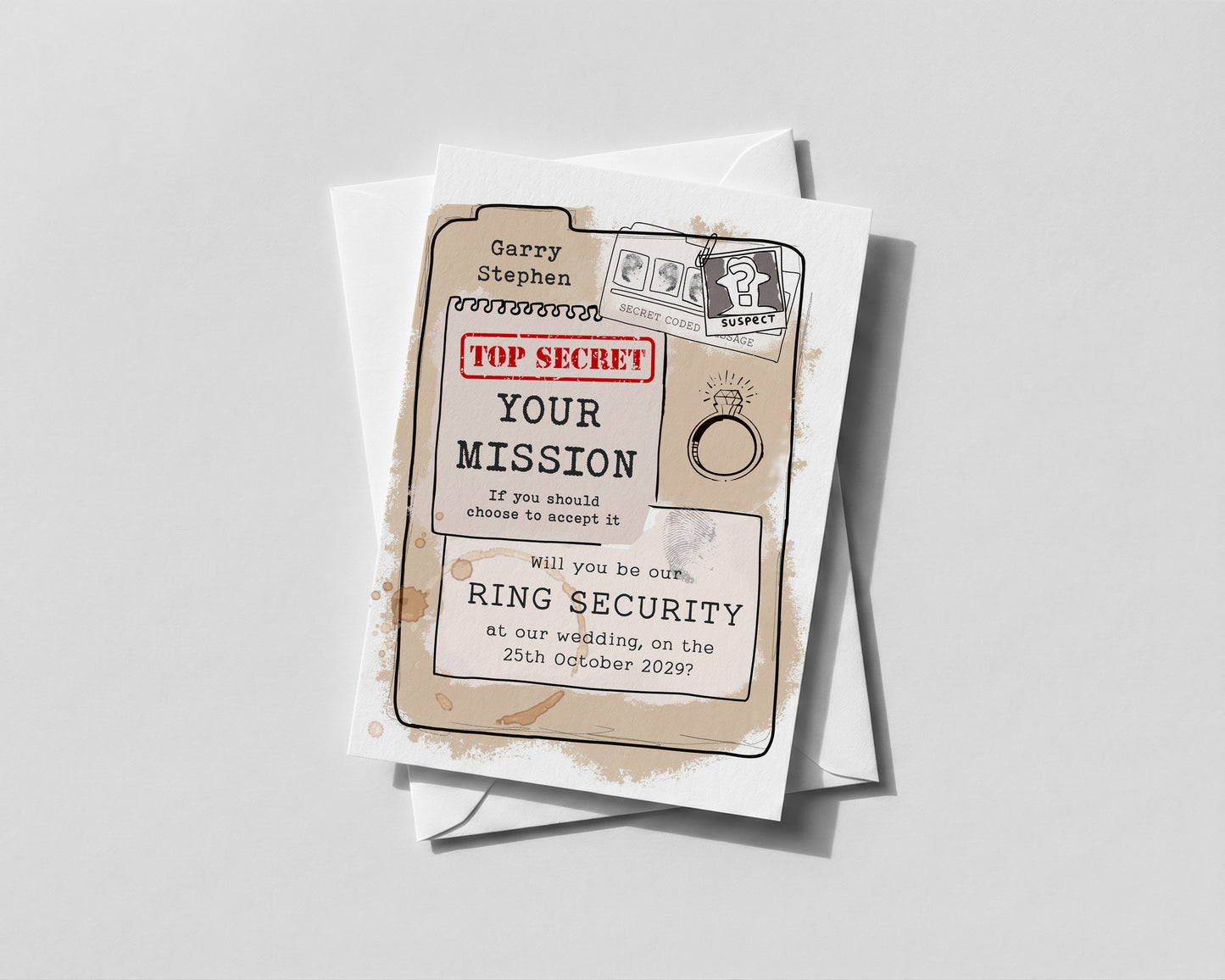Personalised Ring Bearer Security Mission Proposal Page Boy Usher Wedding Invite
