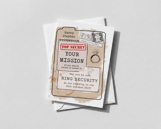 Personalised Ring Bearer Security Mission Proposal Page Boy Usher Wedding Invite