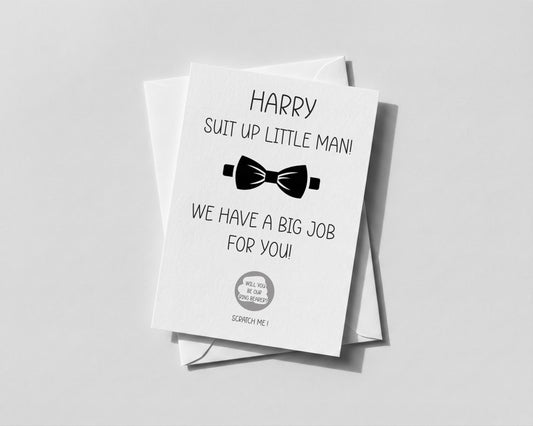 Personalised Ring Bearer Proposal Scratch Card Will You Be My mini best man